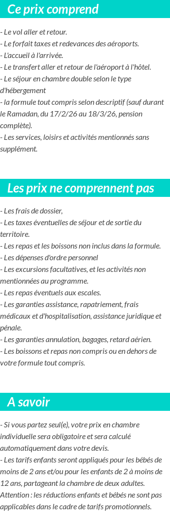 Conditions tarifaires