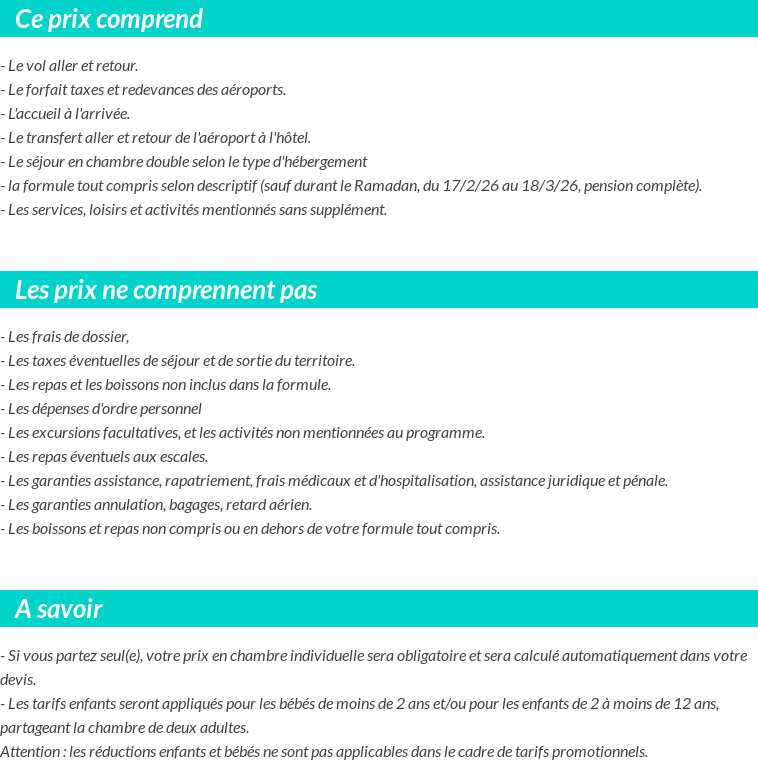 Conditions tarifaires