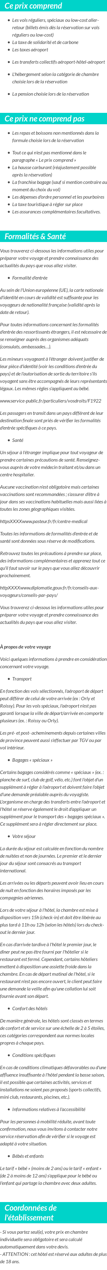 Conditions tarifaires