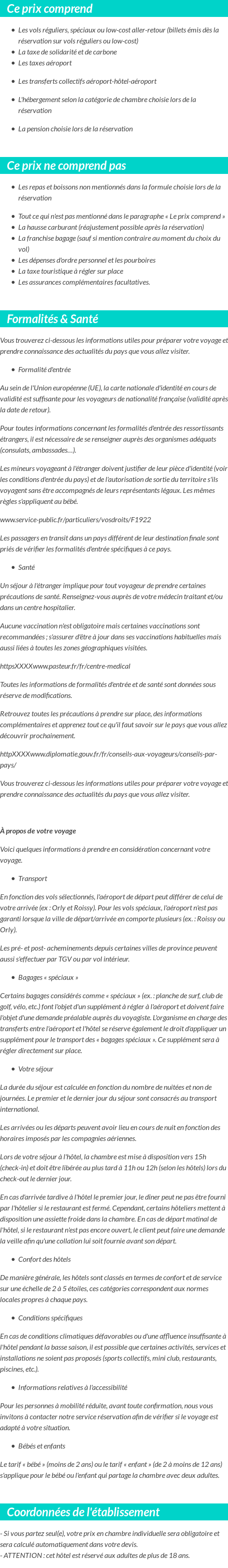 Conditions tarifaires