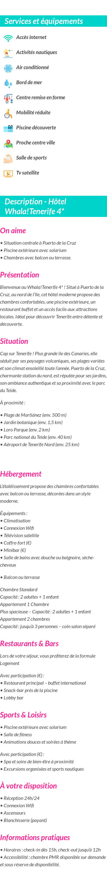 Détails du séjour