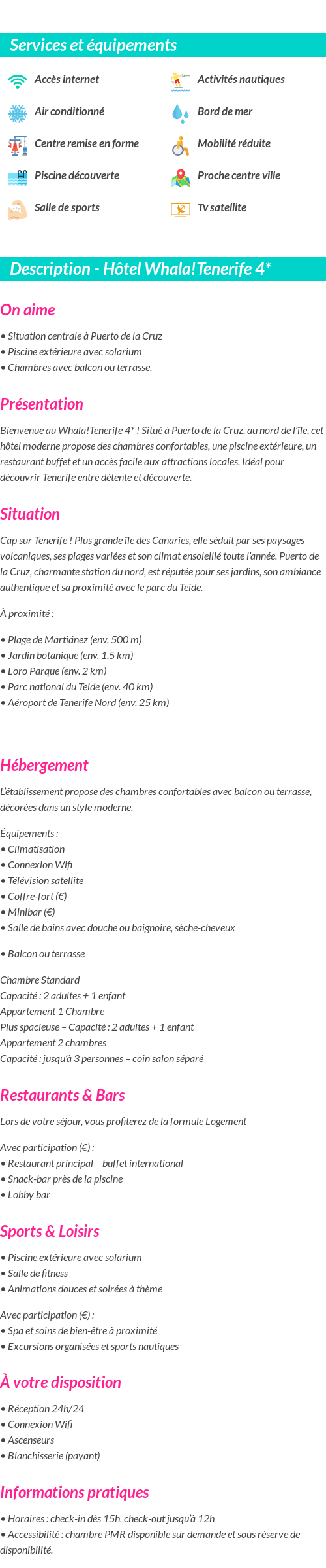 Détails du séjour