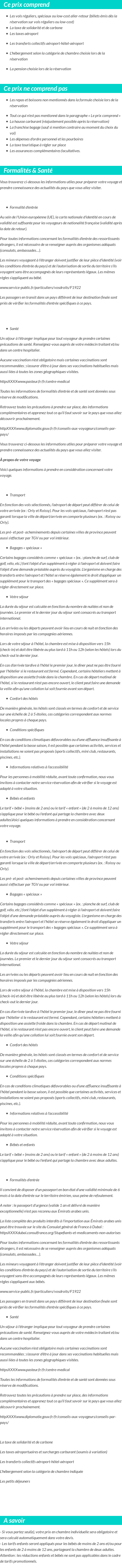 Conditions tarifaires