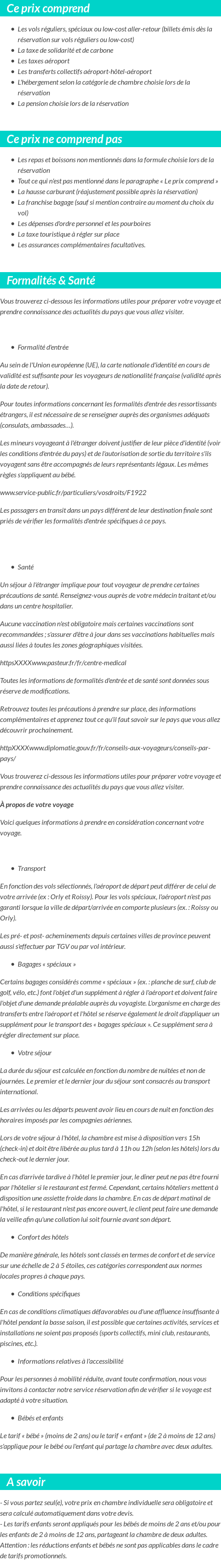 Conditions tarifaires