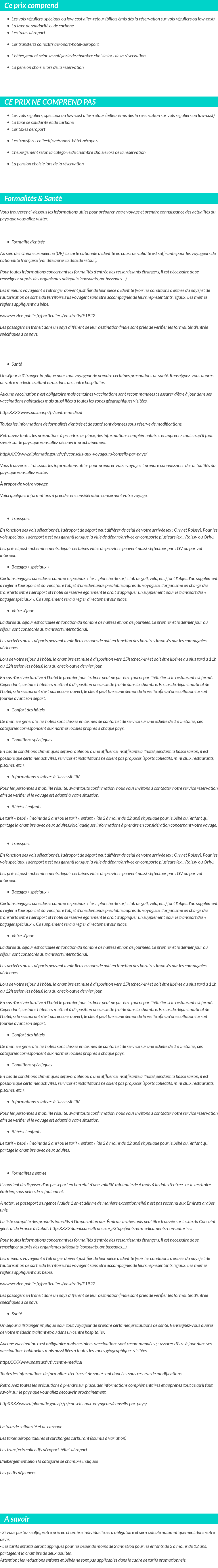 Conditions tarifaires