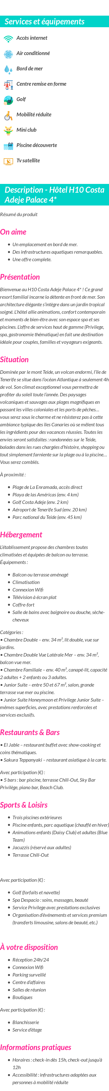Détails du séjour