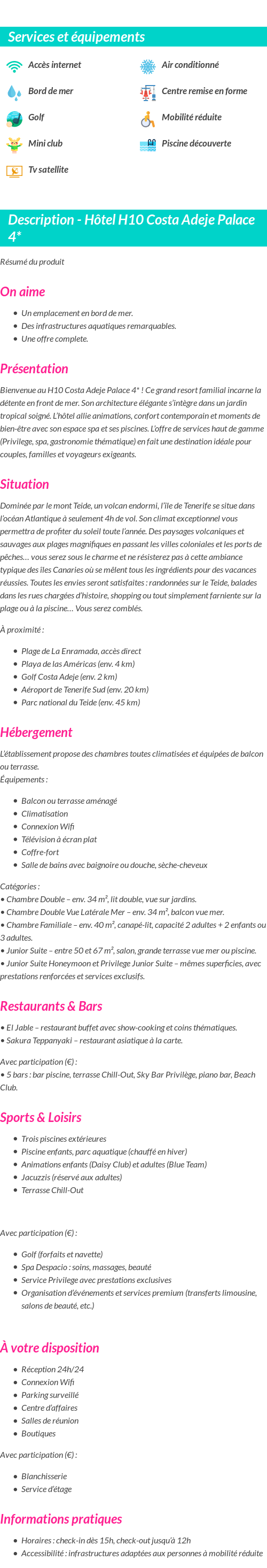 Détails du séjour