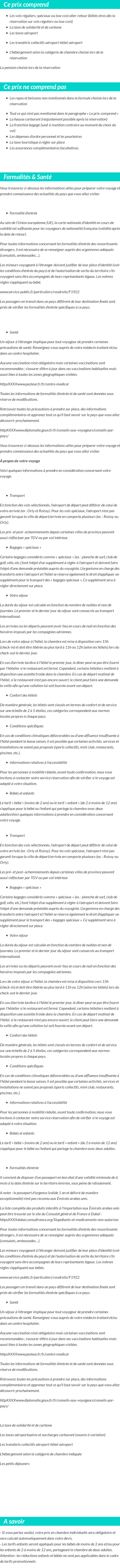 Conditions tarifaires