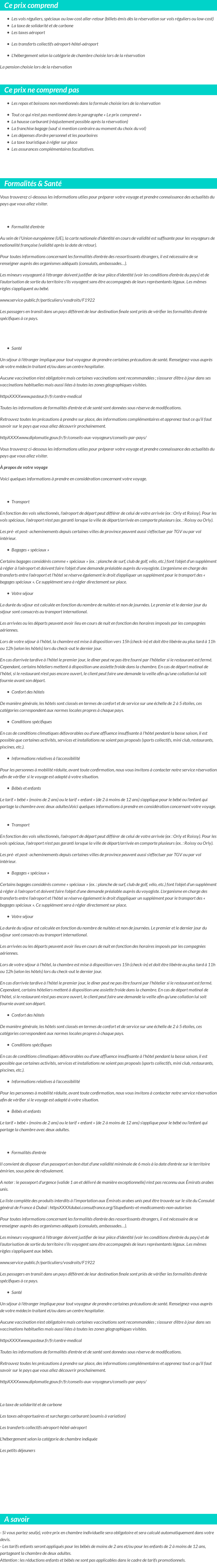 Conditions tarifaires
