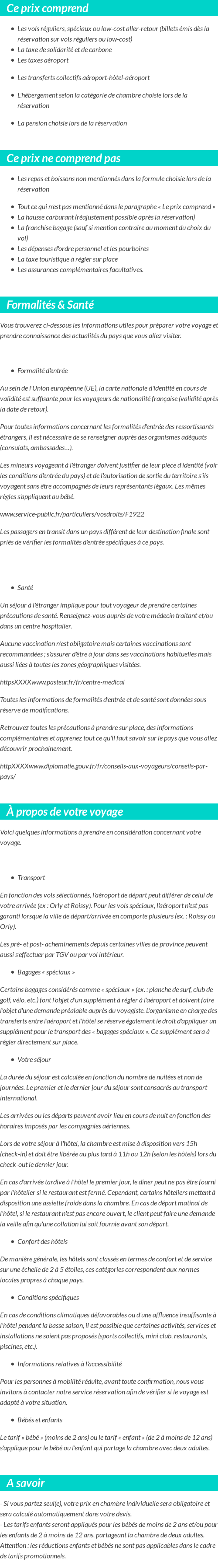 Conditions tarifaires