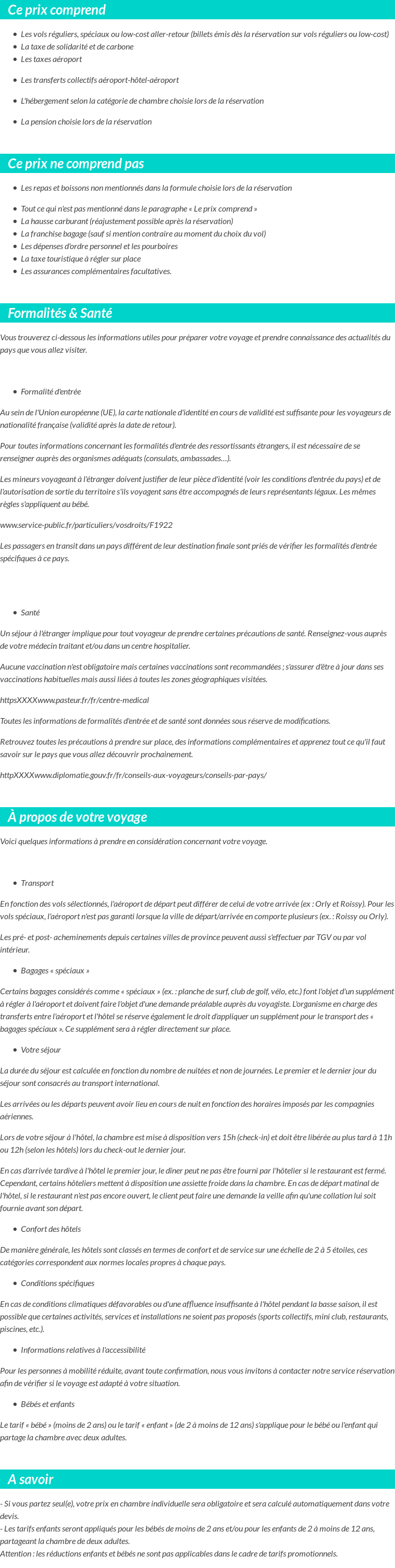 Conditions tarifaires