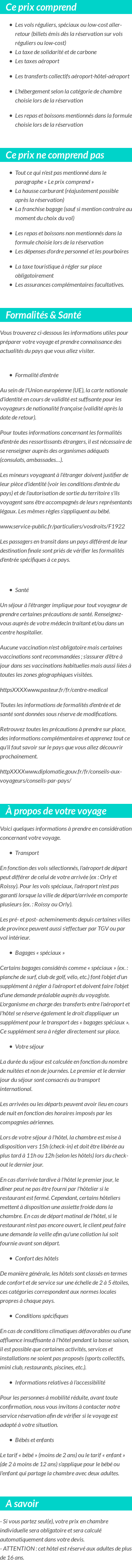 Conditions tarifaires