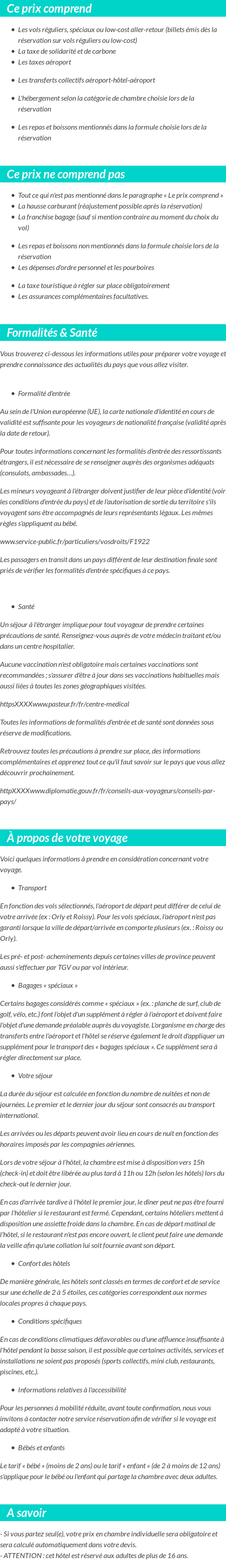 Conditions tarifaires
