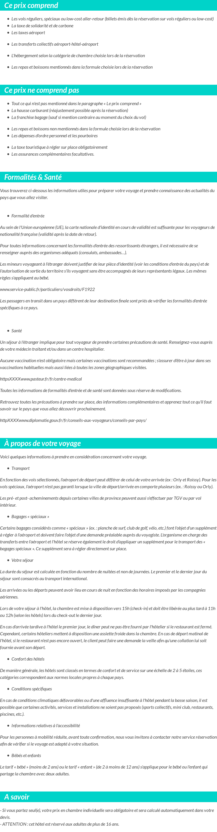 Conditions tarifaires