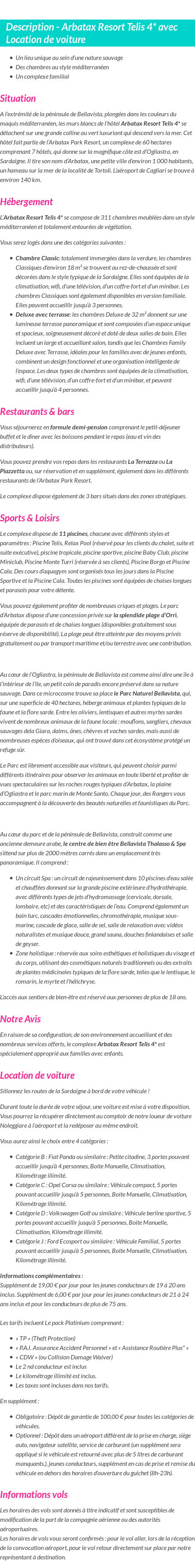 Détails du séjour