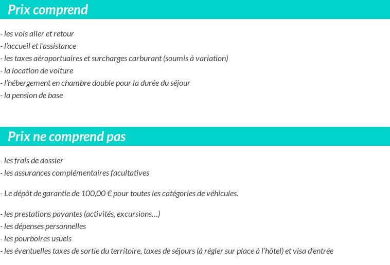 Conditions tarifaires