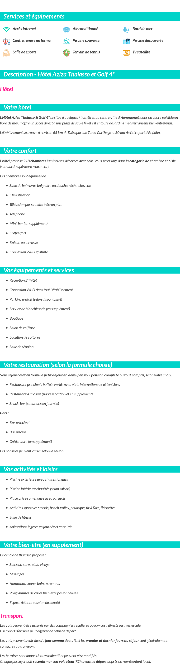 Détails du séjour