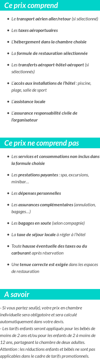 Conditions tarifaires