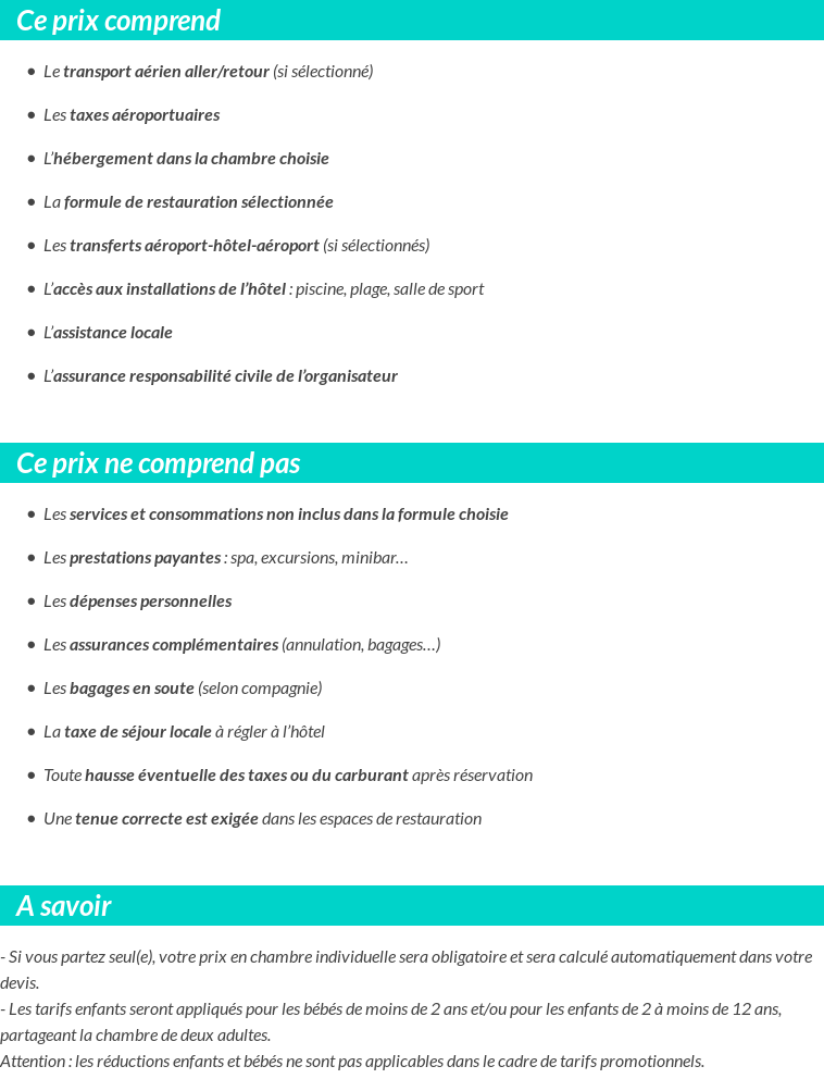 Conditions tarifaires