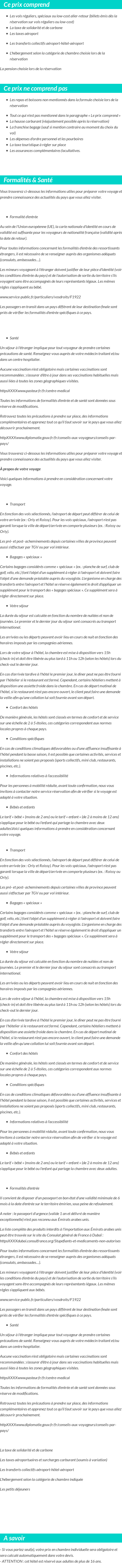 Conditions tarifaires
