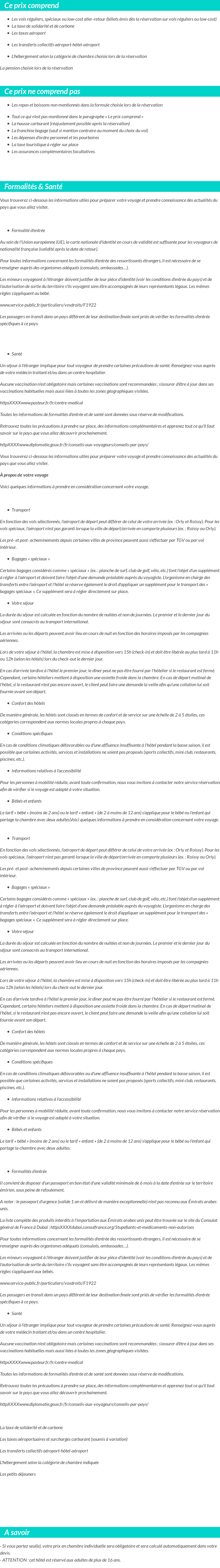 Conditions tarifaires