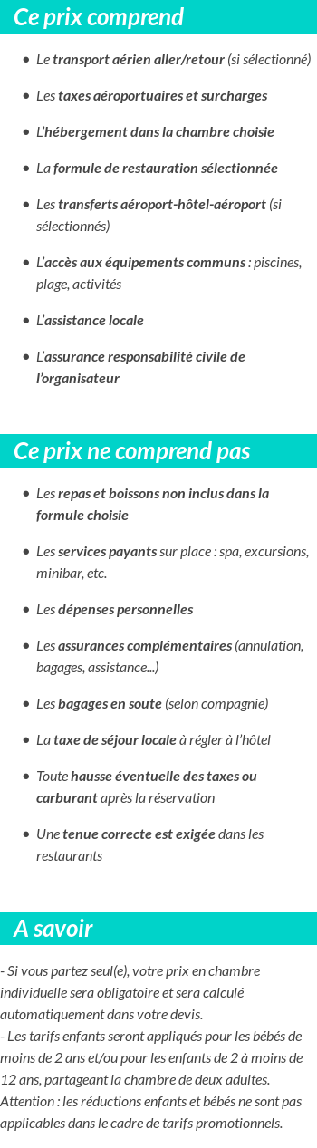 Conditions tarifaires