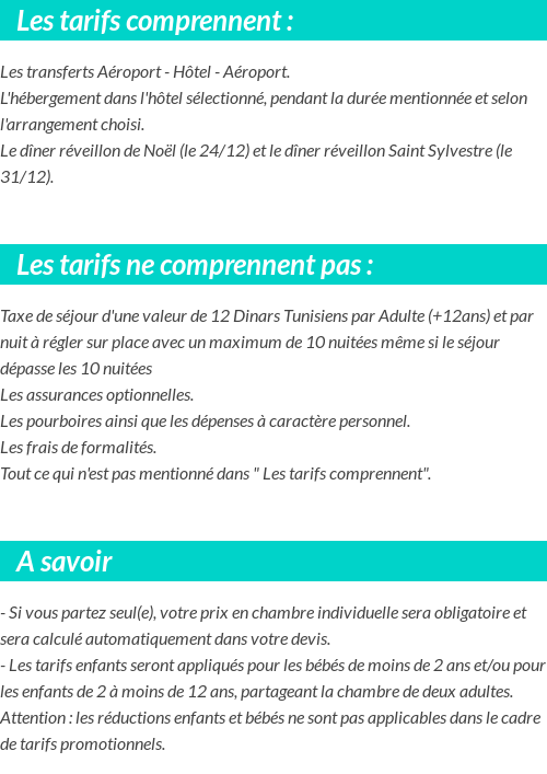 Conditions tarifaires