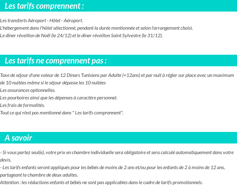 Conditions tarifaires