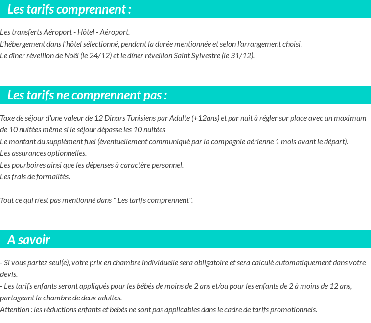 Conditions tarifaires