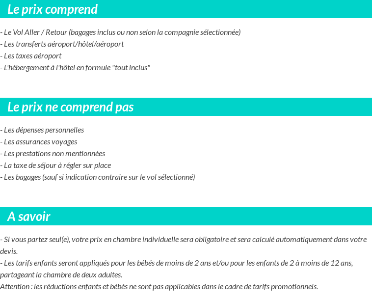 Conditions tarifaires