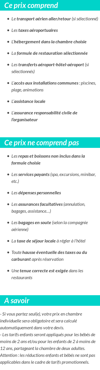 Conditions tarifaires