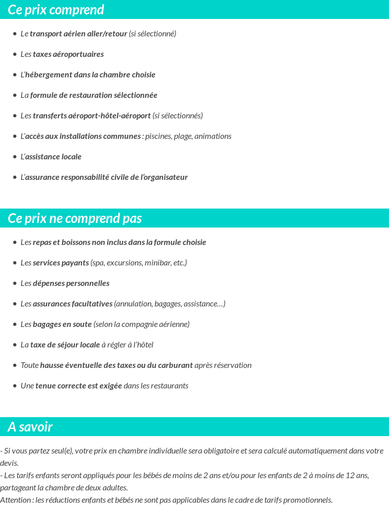 Conditions tarifaires
