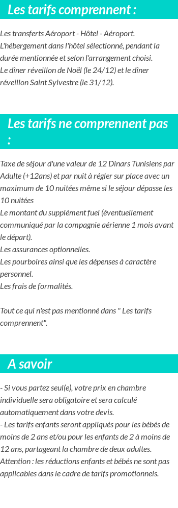 Conditions tarifaires