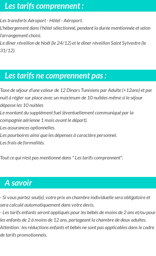 Conditions tarifaires