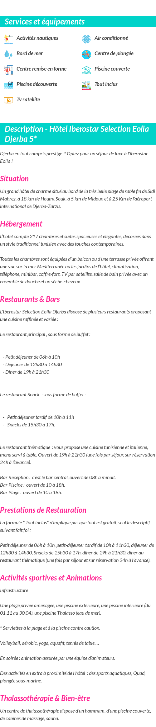 Détails du séjour