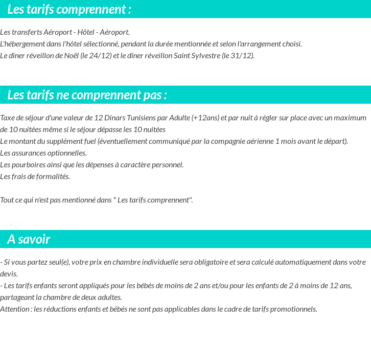 Conditions tarifaires