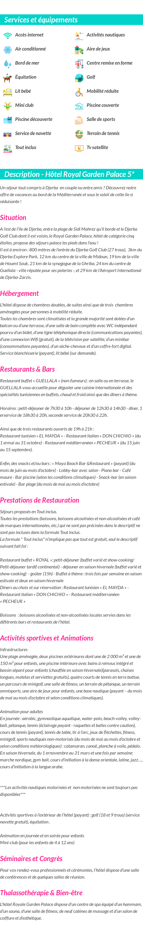 Détails du séjour