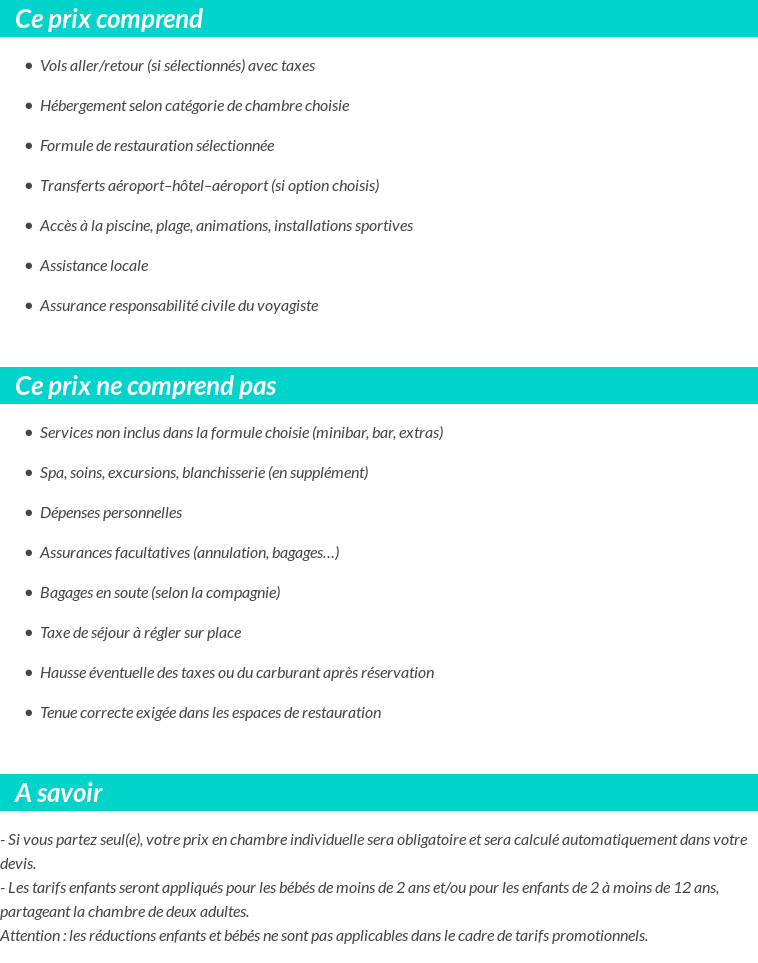Conditions tarifaires