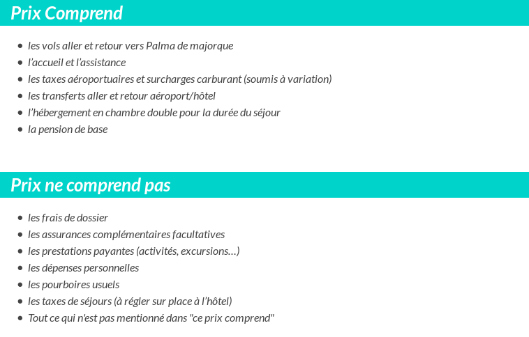 Conditions tarifaires