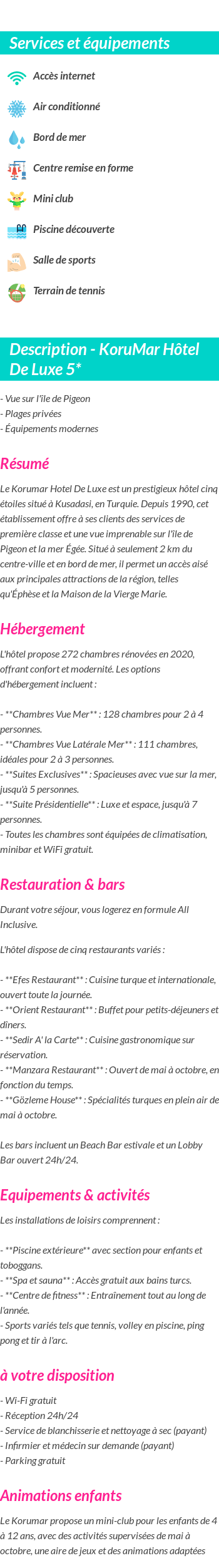 Détails du séjour