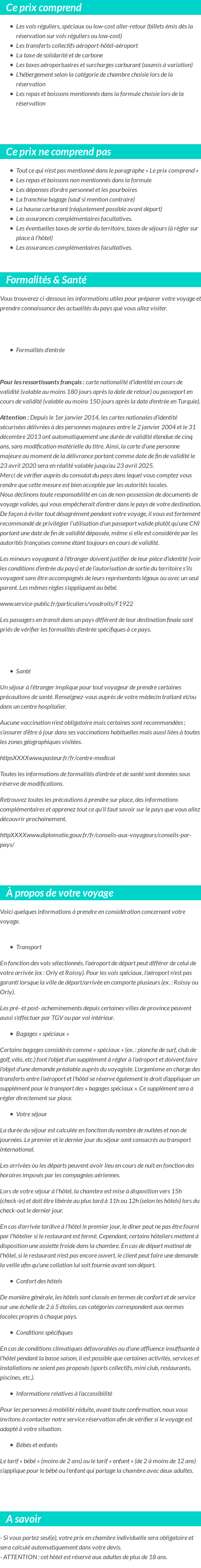 Conditions tarifaires