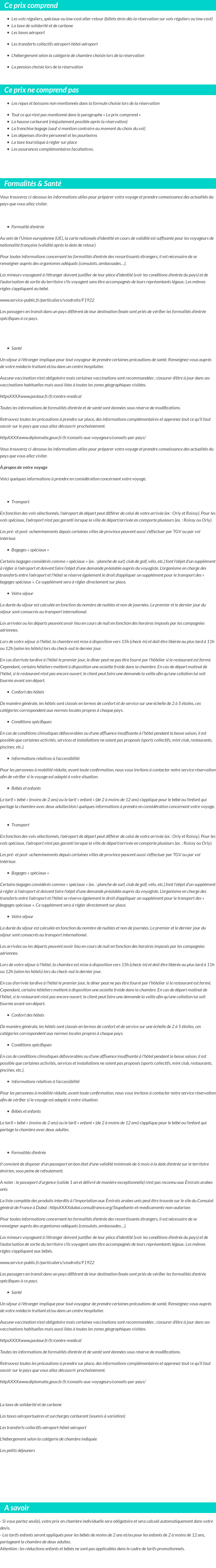 Conditions tarifaires