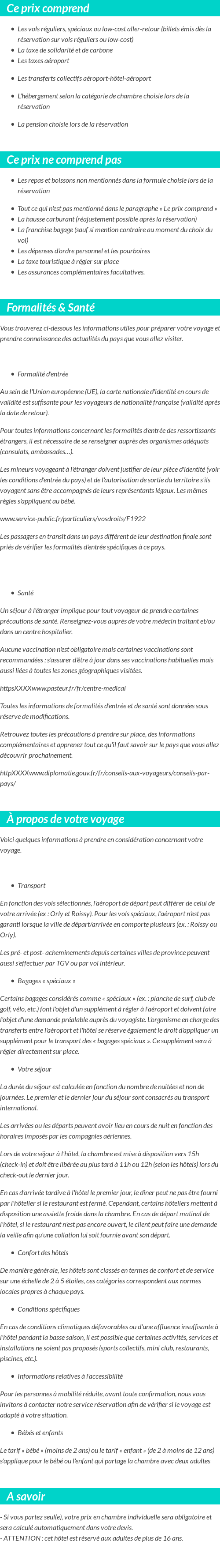 Conditions tarifaires