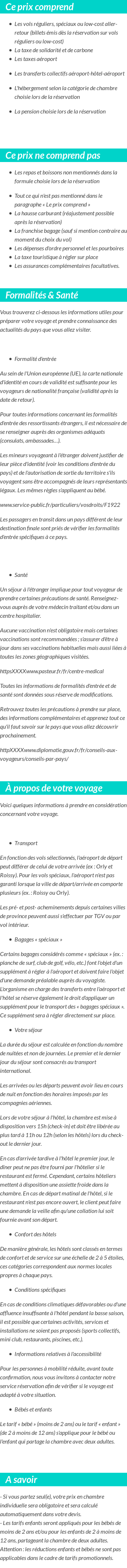 Conditions tarifaires