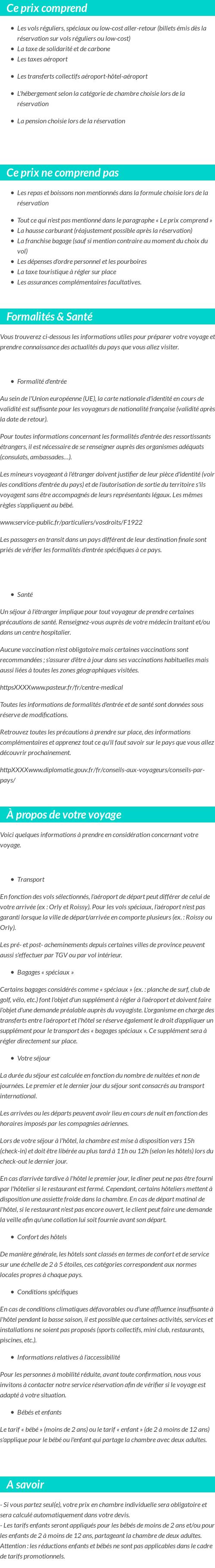 Conditions tarifaires