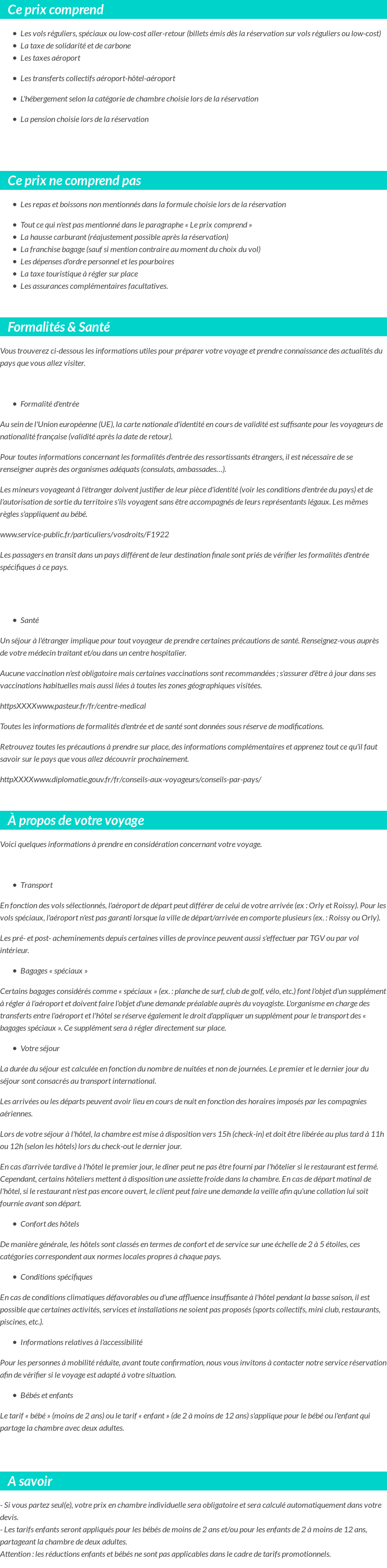 Conditions tarifaires