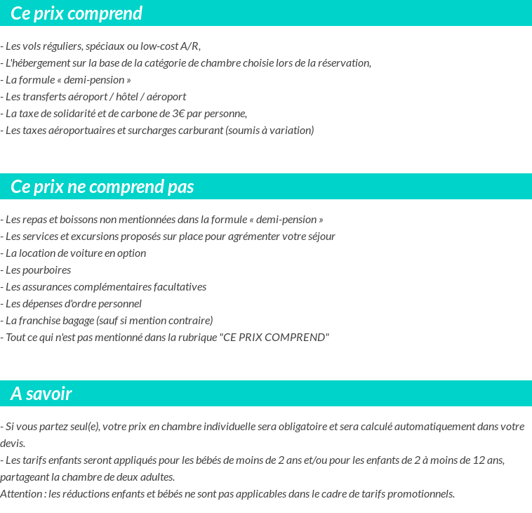 Conditions tarifaires