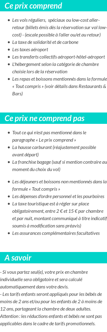 Conditions tarifaires