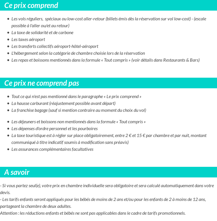 Conditions tarifaires
