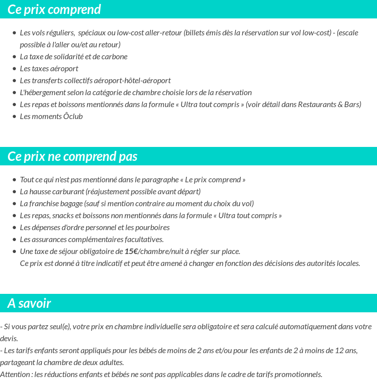 Conditions tarifaires